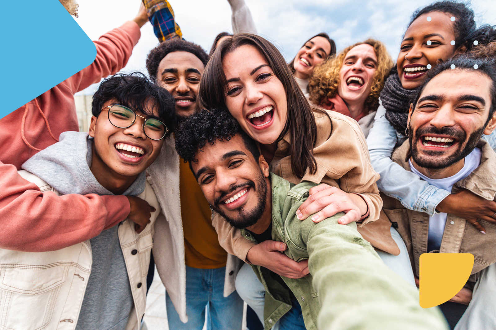 Group of friends taking selfie