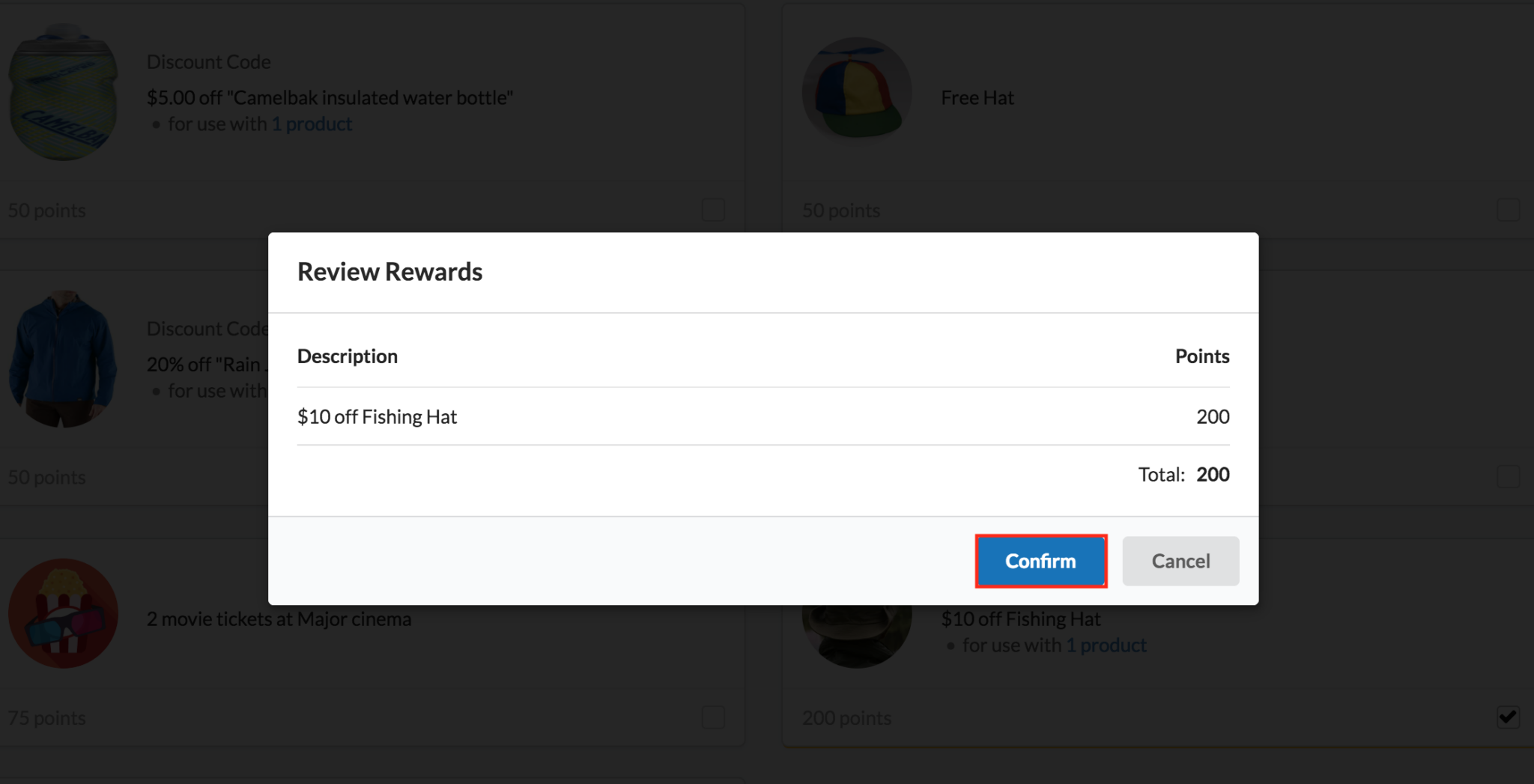 ambassador reward software review confirm reward selection