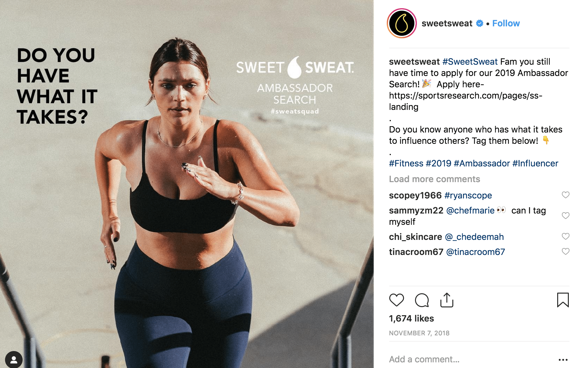 Sweet Sweat ambassador program instagram photo women stair running