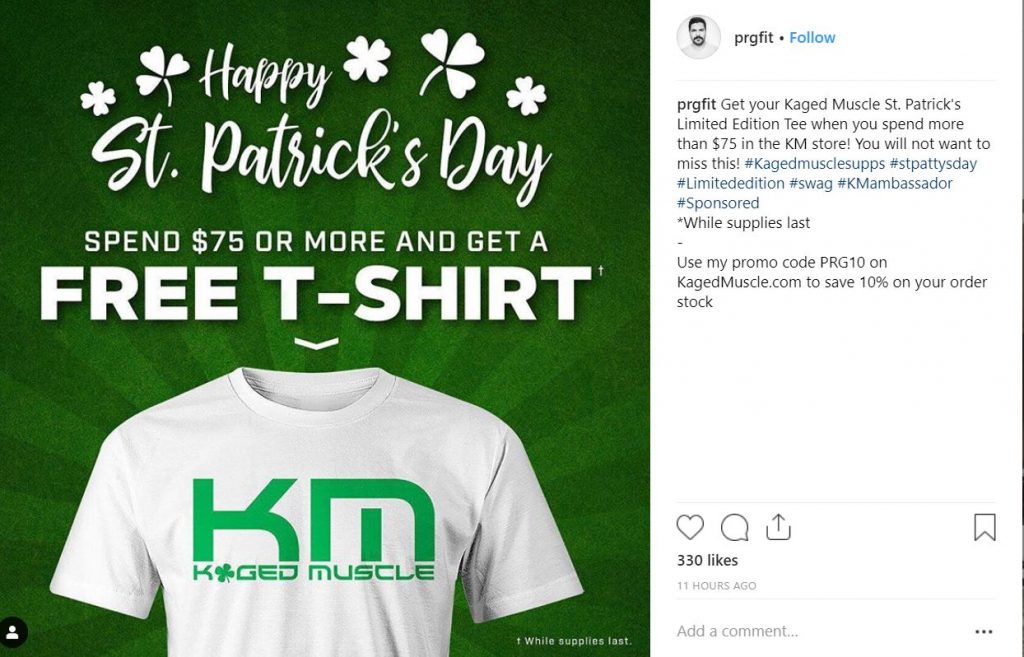 Instagram post Kaged Muscle St. Patrick's Day T-Shirt