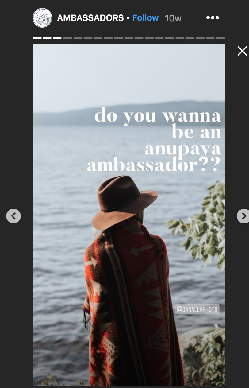 Anayupa ambassadors Instagram stories