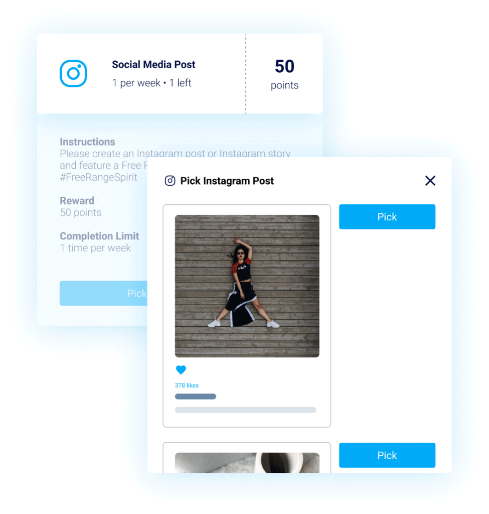 User interface ambassador software select social media post
