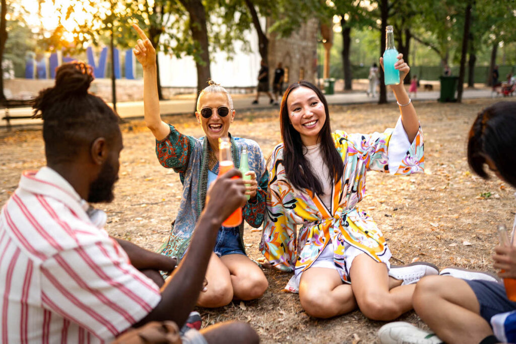People partying in the park