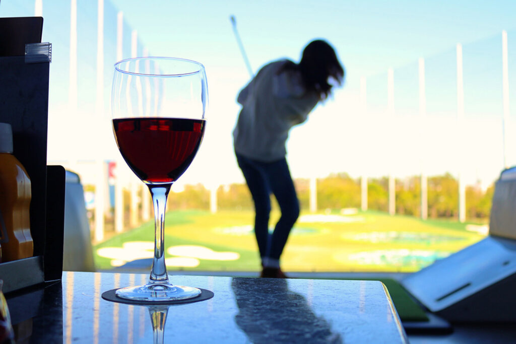 Wine glass at golf range