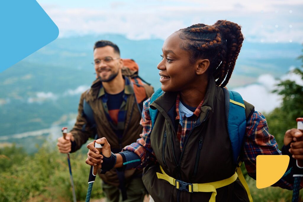 Couple outdoor trekking