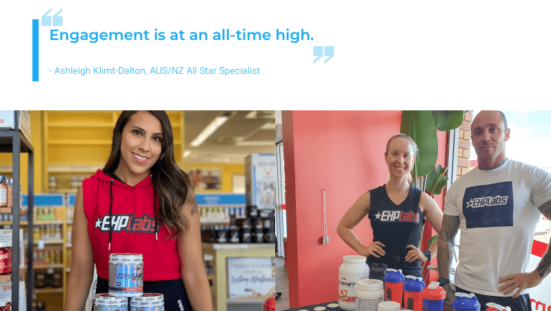 EHPLabs All Stars promoting supplements in stores