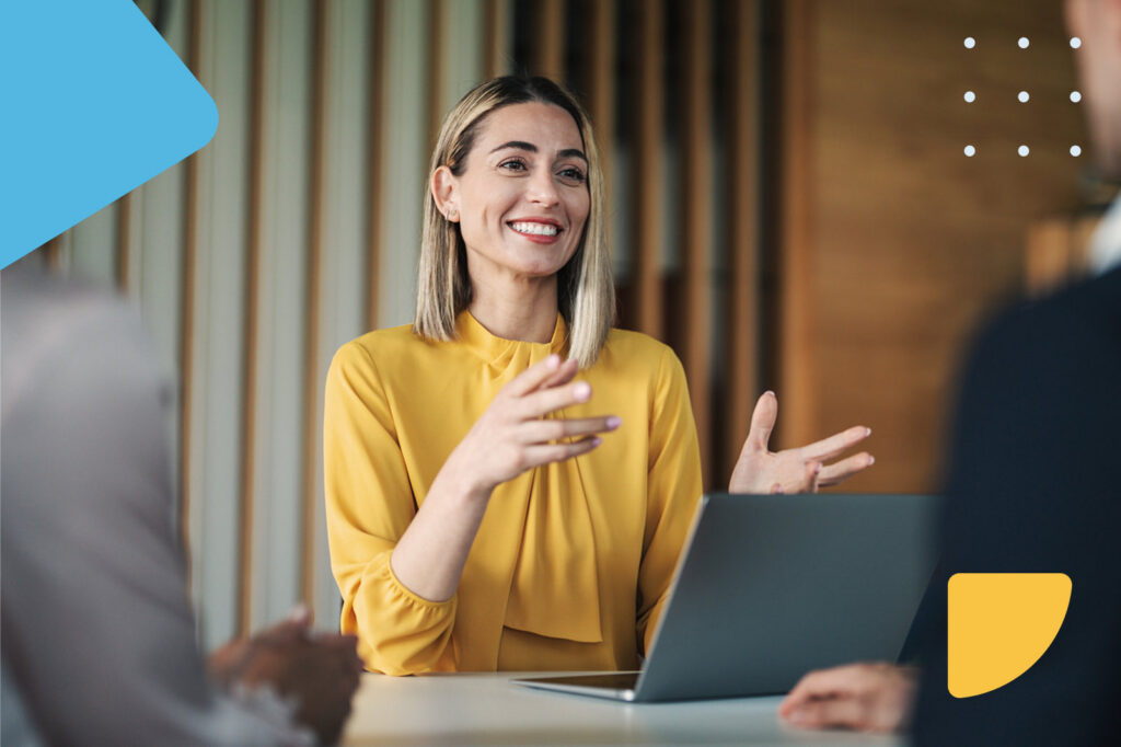 Successful woman leading a marketing strategy discussion