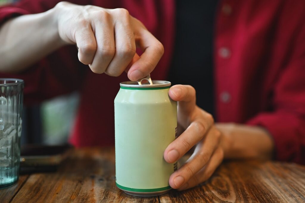 Opening a healthy beverage can