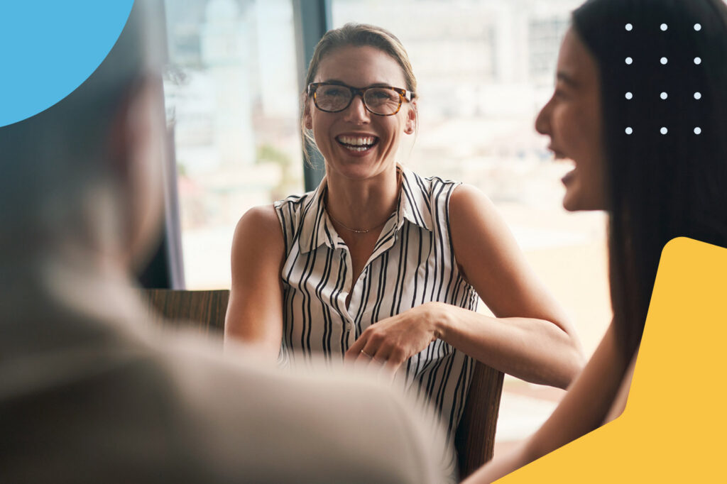 Woman discussing with a group