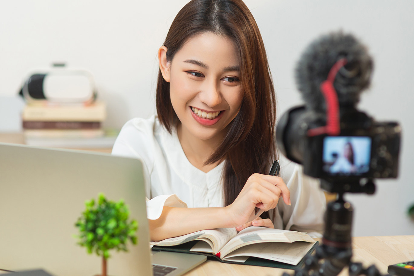 Woman creating content