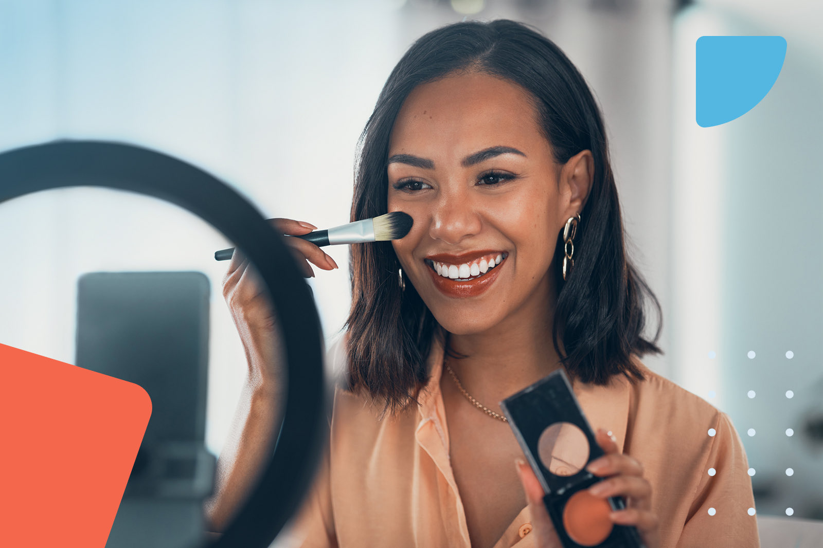 Woman applying makeup