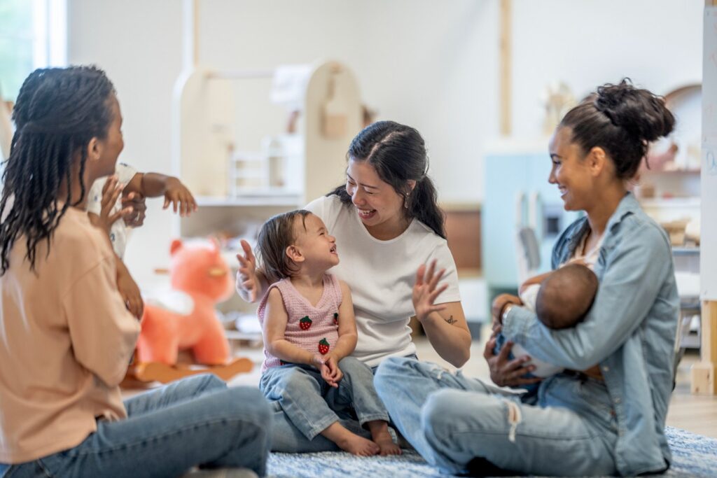 Parents with their kids