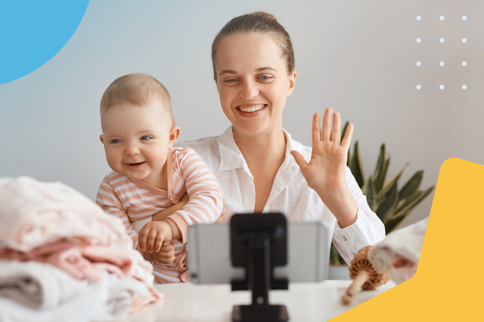 Woman smiling with her baby