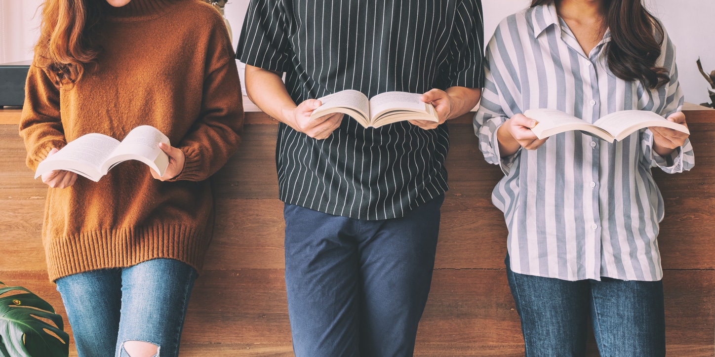 People reading books