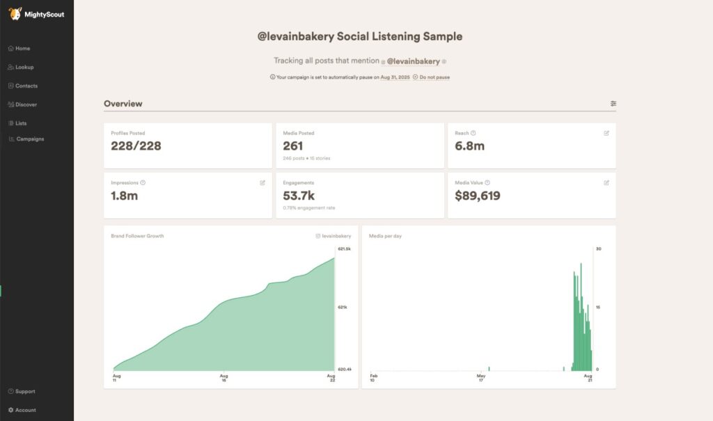 Social media analytics dashboard overview